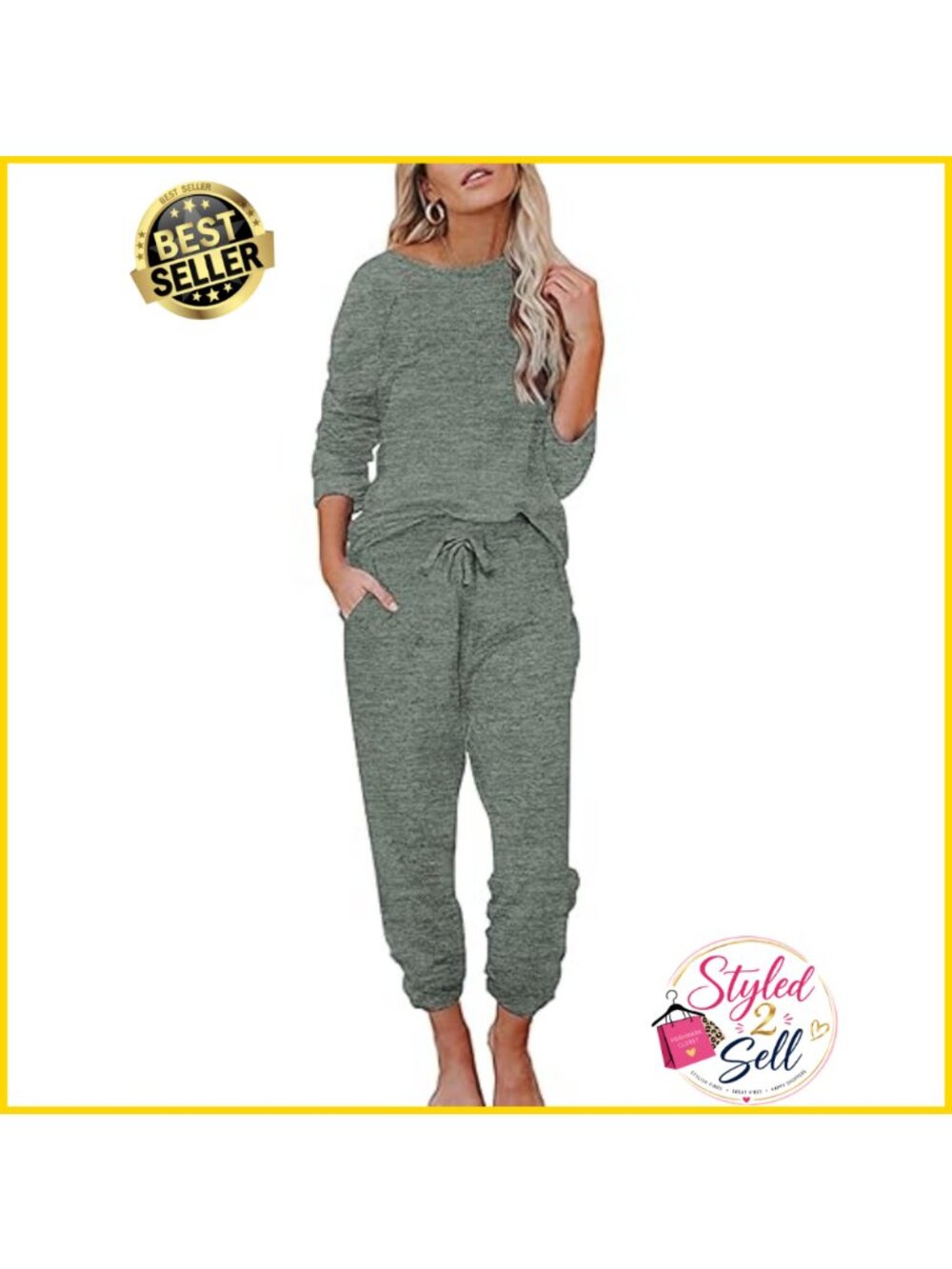 Women's 2 Piece Pajama Set Long Sleeve Jogger Loungewear Sleepwear